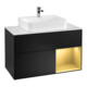 V&B Meuble sous-lavabo Finion 100, Pl blanc, réglette droite or mat, bleu mat Lac-1