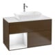 V&B Meuble sous lavabo Finion 100, Pl blanc, réglette lumineuse blanche, laque, veiné noyer-1