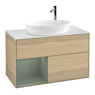 V&B Meuble sous lavabo Finion 100, Pl blanc, régulateur huile m. laque, oa ven