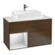 V&B Meuble sous-lavabo Finion 100, Pl blanc, tiroir gauche blanc, laque, noyer veiné-1