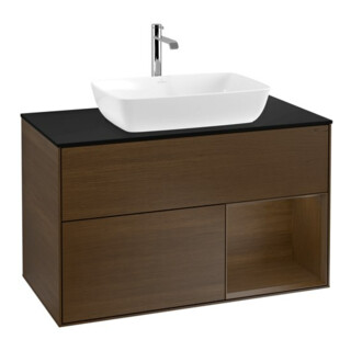 V&B Meuble sous lavabo Finion 100, Pl bleu m, chêne naturel, chêne naturel