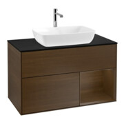 V&B Meuble sous lavabo Finion 100, Pl bleu m, chêne naturel, chêne naturel