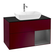 V&B Meuble sous-lavabo Finion 100, Pl bleu m, Étag. anthrac. m Lac, Peo m