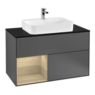 V&B Meuble sous-lavabo Finion 100, Pl bleu m, Étag. g Oa ven, Anthracite m
