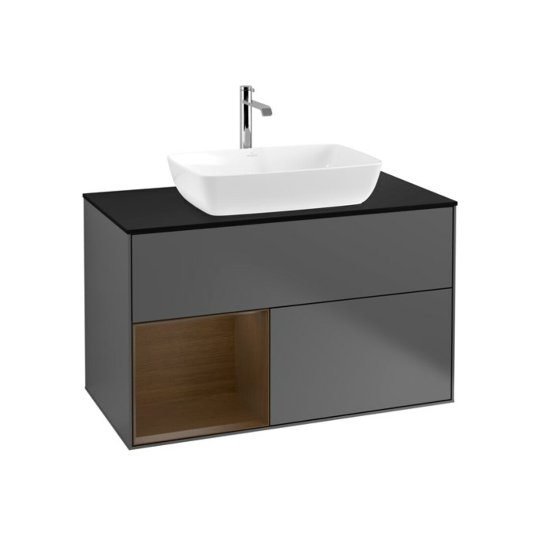V&B Meuble sous lavabo Finion 100, Pl bleu m, Étag wal ven, Anthrac. m