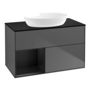 V&B Meuble sous-lavabo Finion 100, Pl bleu m, Étagère bleu m Lac, Anthracite m