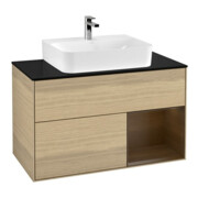 V&B Meuble sous lavabo Finion 100, Pl bleu m, Étagère droite, Oa ven