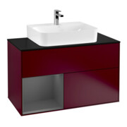 V&B Meuble sous-lavabo Finion 100, Pl bleu m, Étagère g, Anthracite m, Peo m