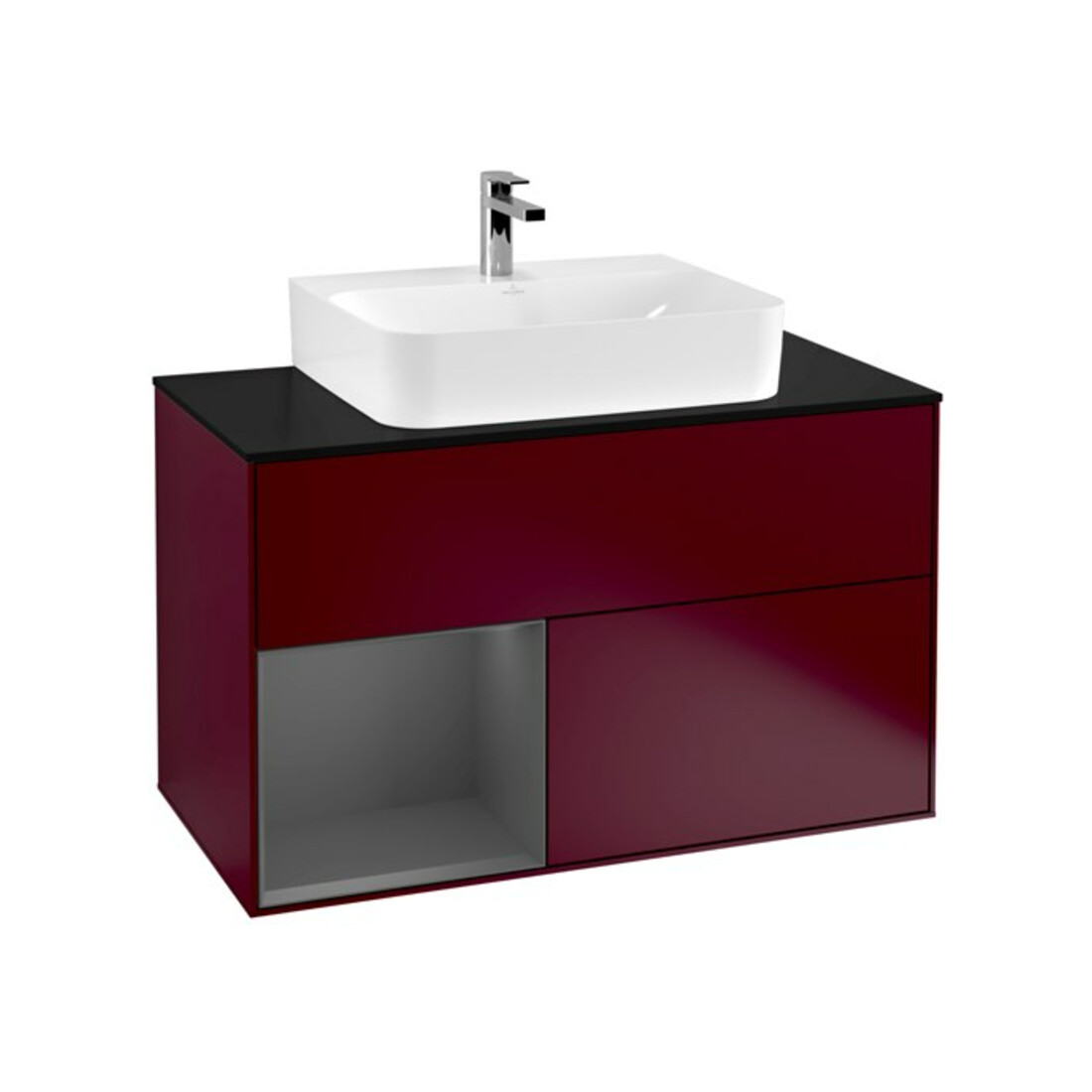 V&B Meuble sous-lavabo Finion 100, Pl bleu m, Étagère g, Anthracite m, Peo m