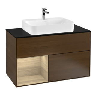V&B Meuble sous lavabo Finion 100, Pl bleu m, étagère g Oa ven, wal ven