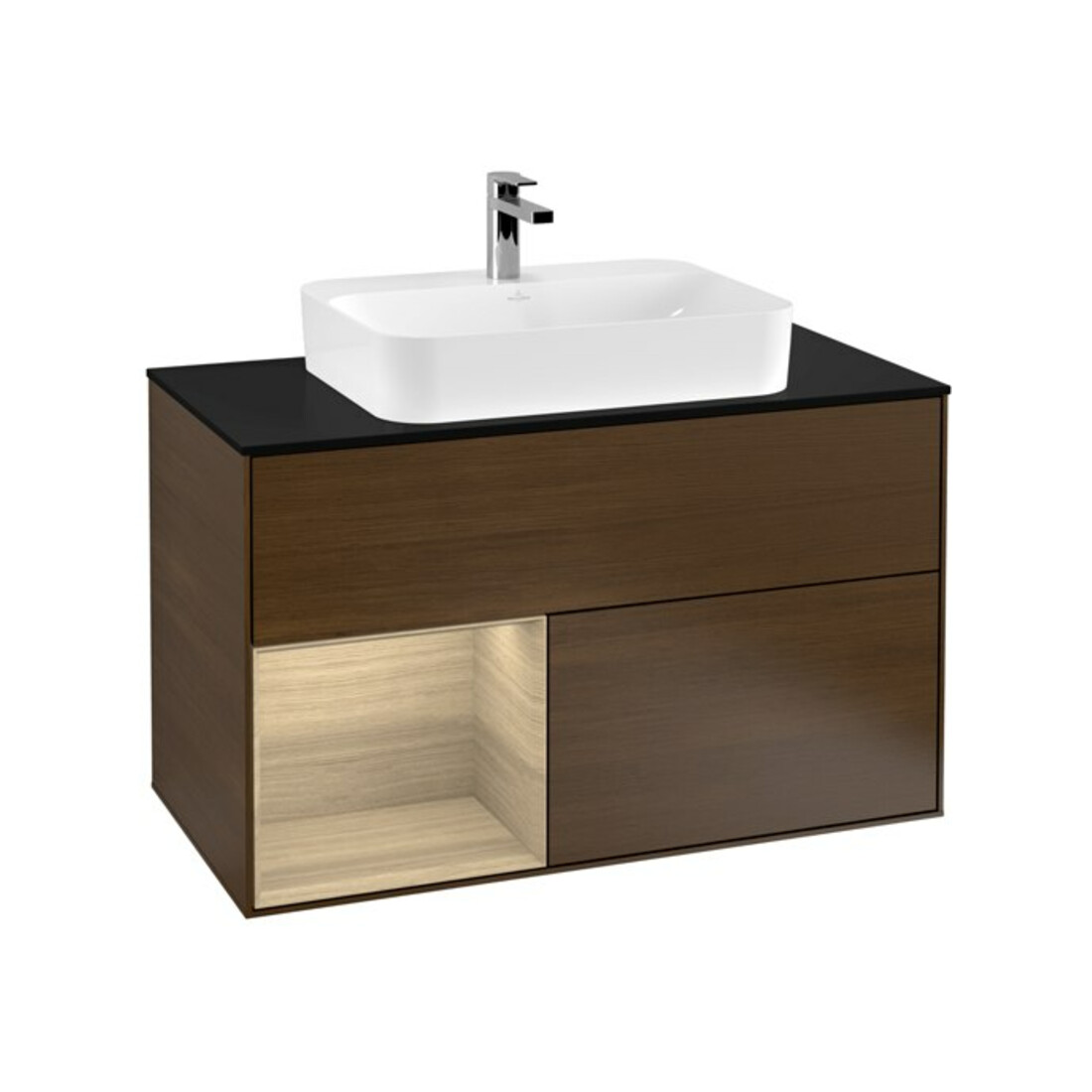 V&B Meuble sous lavabo Finion 100, Pl bleu m, étagère g Oa ven, wal ven