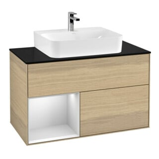 V&B Meuble sous lavabo Finion 100, Pl bleu m, Étagère gauche bl. m Lac, Oa ven