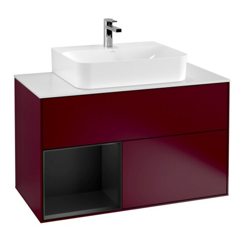 V&B Meuble sous lavabo Finion 100, Pl bleu m, Étagère gauche bleu m Lac, Peo m