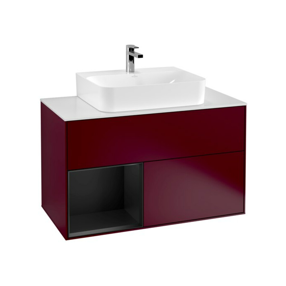 V&B Meuble sous lavabo Finion 100, Pl bleu m, Étagère gauche bleu m Lac, Peo m