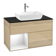 V&B Meuble sous lavabo Finion 100, Pl bleu m, Étagère glo blc. Lac, Oa ven-1