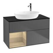 V&B Meuble sous lavabo Finion 100, Pl bleu m, Étagère Oa ven, Anthracite m