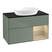 V&B Meuble sous lavabo Finion 100, Pl bleu m, Étagère Oa ven, Oli. m Lac