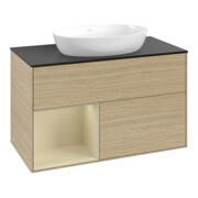 V&B Meuble sous lavabo Finion 100, Pl bleu m, étagère si Gr m Lac, Oa ven