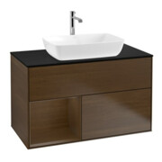 V&B Meuble sous lavabo Finion 100, Pl bleu m, étagère wal ven, wal ven-1