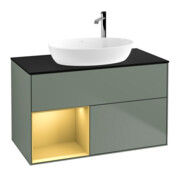 V&B Meuble sous lavabo Finion 100, Pl bleu m, Ray doré m Laq, Oli m Laq-1