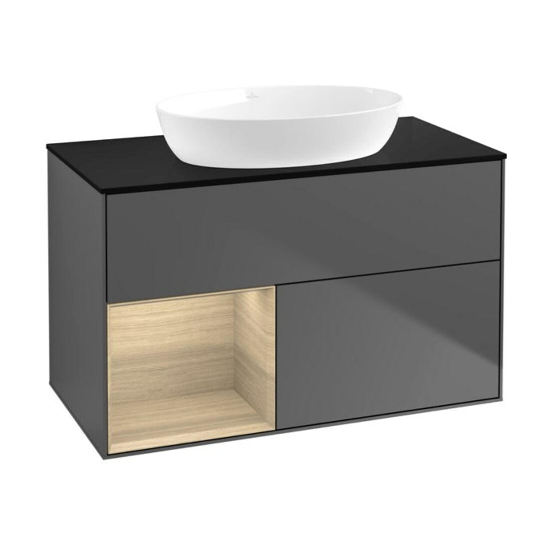V&B Meuble sous-lavabo Finion 100, Pl bleu m, Reg Oa ven, Anthrac. m