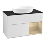 V&B Meuble sous lavabo Finion 100, Pl bleu m, Reg Oa ven, blanc m Lac