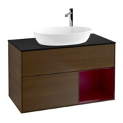 V&B Meuble sous-lavabo Finion 100, Pl bleu m, Reg Peo m Lac, noyer ven-1