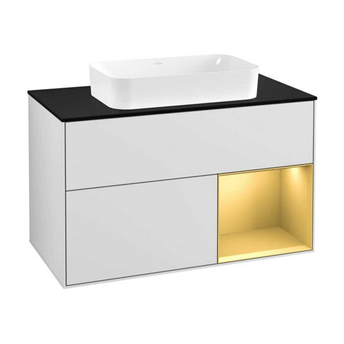 V&B Meuble sous lavabo Finion 100, Pl bleu m, Reg re gol m, blanc m Lac