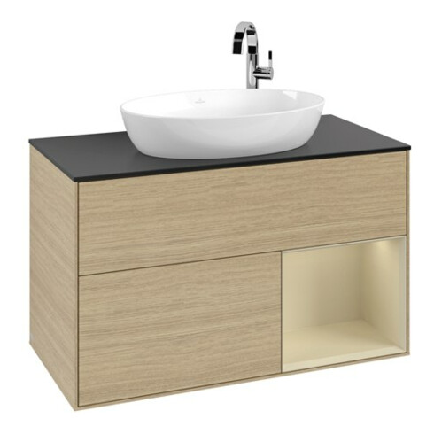 V&B Meuble sous lavabo Finion 100, Pl bleu m, Reg si Gr m Lac, Oa ven