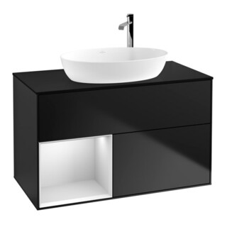 V&B Meuble sous lavabo Finion 100, Pl bleu mat, cadre blanc mat Lac, bleu mat Lac