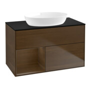 V&B Meuble sous-lavabo Finion 100, Pl bleu mat, chêne naturel, chêne naturel