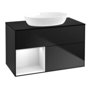 V&B Meuble sous lavabo Finion 100, Pl bleu mat, Étagère blanc mat laqué, bleu mat laqué