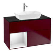 V&B Meuble sous lavabo Finion 100, Pl bleu mat, Étagère blanc mat, Poignée mat