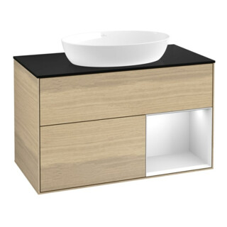 V&B Meuble sous lavabo Finion 100, Pl bleu mat, étagère blanche mat, Oa ven