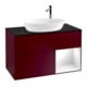 V&B Meuble sous-lavabo Finion 100, Pl bleu mat, Étagère brillante blanche, Lac, Peo m-1