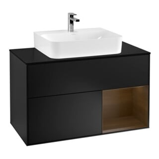V&B Meuble sous lavabo Finion 100, Pl bleu mat, Étagère droite, bleu mat Lac