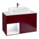 V&B Meuble sous-lavabo Finion 100, Pl bleu mat, Étagère gauche, blanc brillant, Lac, Peo m-1