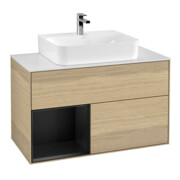 V&B Meuble sous lavabo Finion 100, Pl bleu mat, Étagère gauche bleu mat Lac, Oa ven