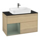 V&B Meuble sous lavabo Finion 100, Pl bleu mat, Étagère gauche, Huile mat, Oa ven-1