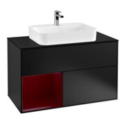 V&B Meuble sous lavabo Finion 100, Pl bleu mat, étagère gauche Peo, bleu mat Lac