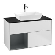 V&B Meuble sous lavabo Finion 100, Pl bleu mat, étagère méd mat Lac, blanc mat Lac