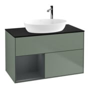 V&B Meuble sous lavabo Finion 100, Pl bleu mat, Étagère méd. mat laqué, Poign. mat laqué-1
