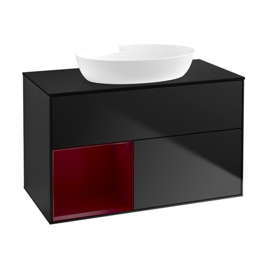V&B Meuble sous-lavabo Finion 100, Pl bleu mat, Étagère Peo mat laqué, bleu mat laqué