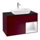 V&B Meuble sous lavabo Finion 100, Pl bleu mat, Étagère verre blanc brillant, Lac, Peo m-1
