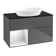 V&B Meuble sous lavabo Finion 100, Pl bleu mat, Ray blanc mat Lac, Anthracite mat