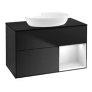 V&B Meuble sous-lavabo Finion 100, Pl bleu mat, Ray blanc mat Lac, bleu mat Lac