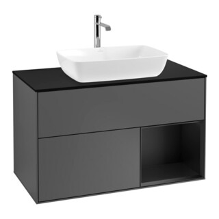 V&B Meuble sous lavabo Finion 100, Pl bleu mat, Ray bleu mat Lac, Anthracite mat
