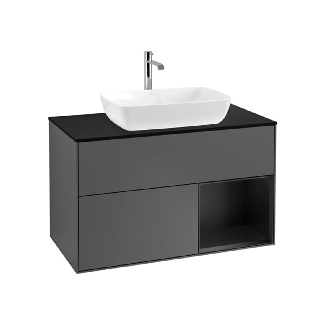 V&B Meuble sous lavabo Finion 100, Pl bleu mat, Ray bleu mat Lac, Anthracite mat