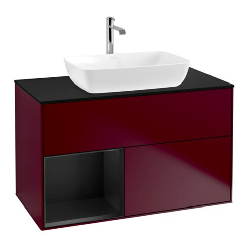 V&B Meuble sous lavabo Finion 100, Pl bleu mat, Ray bleu mat Lac, Peo mat