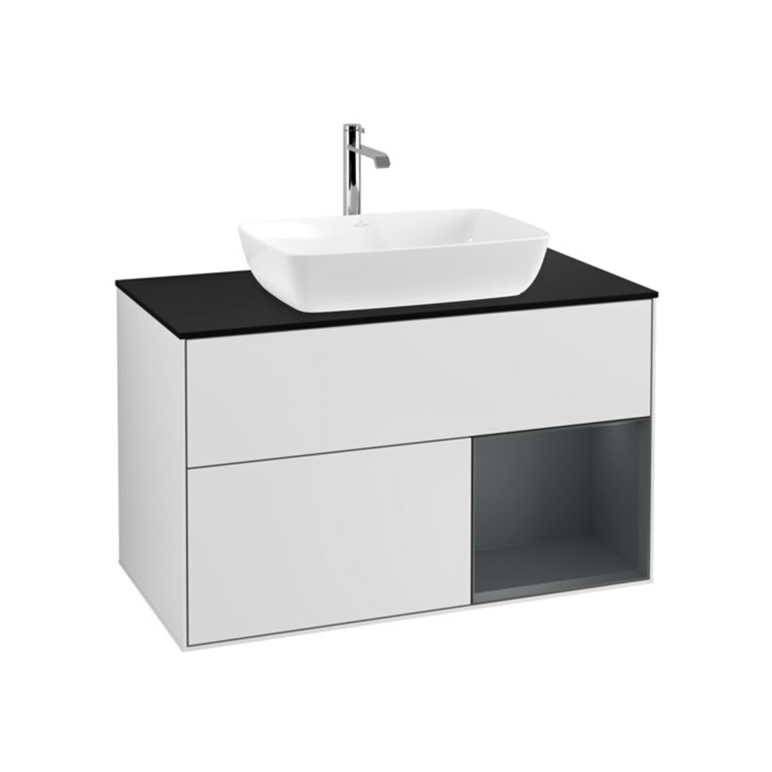 V&B Meuble sous-lavabo Finion 100, Pl bleu mat, Ray md mat Lac, blanc mat Lac